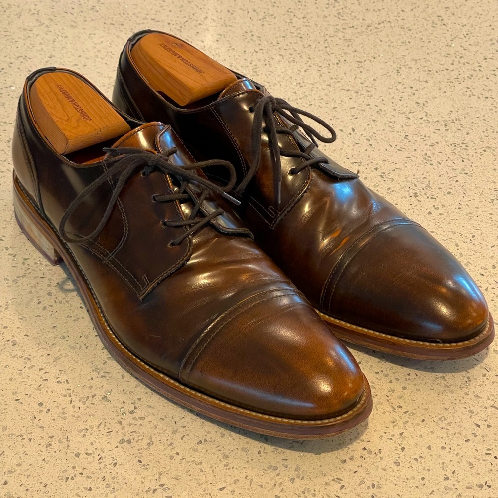 Johnston & Murphy Mens brown Italian leather shoes size 12